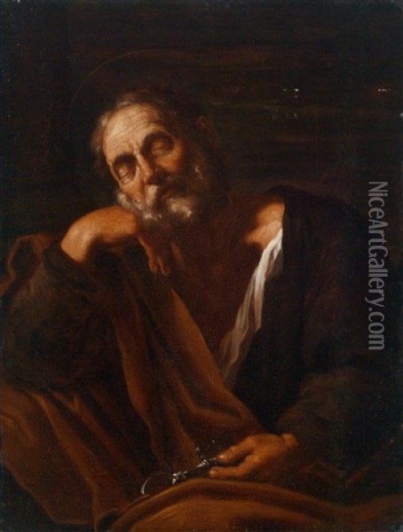 Der Reuige Petrus (san Pietr Openitente) Oil Painting - Francesco Fracanzano