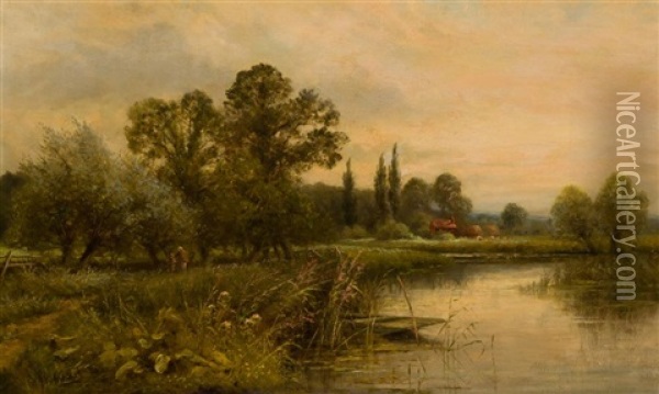 Landscape By The River Oil Painting - Henry John Kinnaird