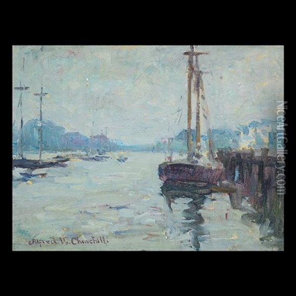 Dock Scene Oil Painting - Alfred Vance Churchill
