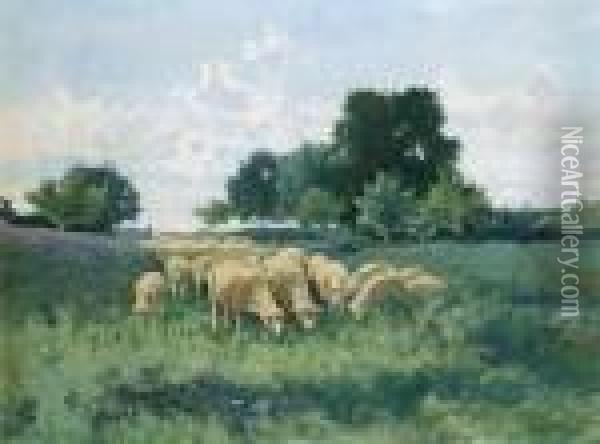 Les Moutons Dans La Prairie Oil Painting - Jozef Israels