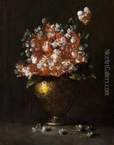 Vase With Flowers Oil Painting - Germain Theodure Clement Ribot