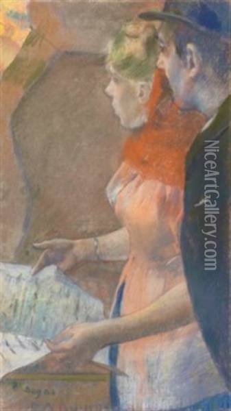 Dans Les Coulisses Oil Painting - Edgar Degas