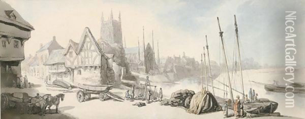 Worcester Oil Painting - Thomas Rowlandson