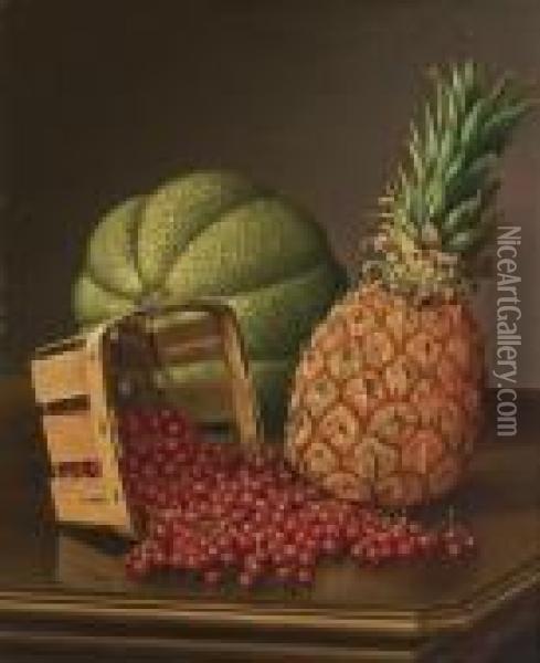 Currants, Melon And Pineapple Oil Painting - Levi Wells Prentice