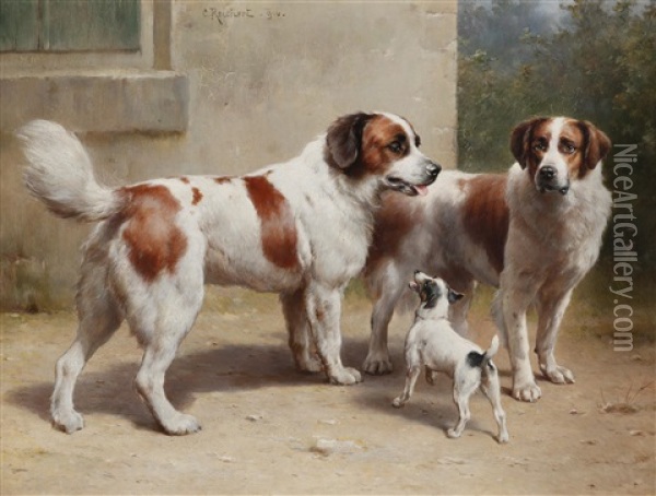 3 Hunde Oil Painting - Carl Reichert