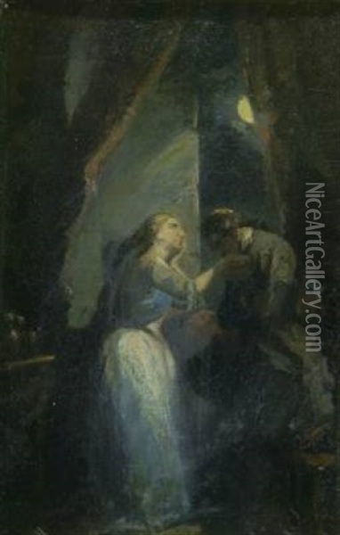 Faust Und Gretchen Im Mondschein Oil Painting - Tony Johannot