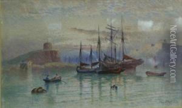 Shore Scenes With Beached Vessels Oil Painting - Harry Williams