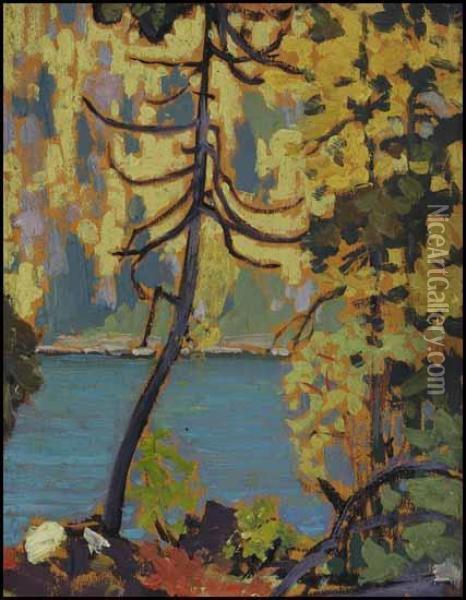 Autumn, Blue Lake, Algoma Oil Painting - Franz Hans Johnston