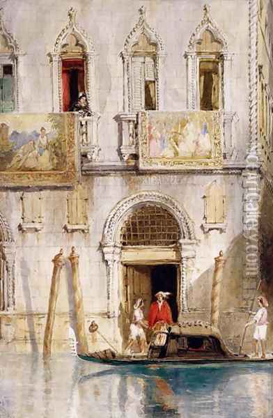 The Steps of the Palazzo Foscari Venice Oil Painting - James Holland