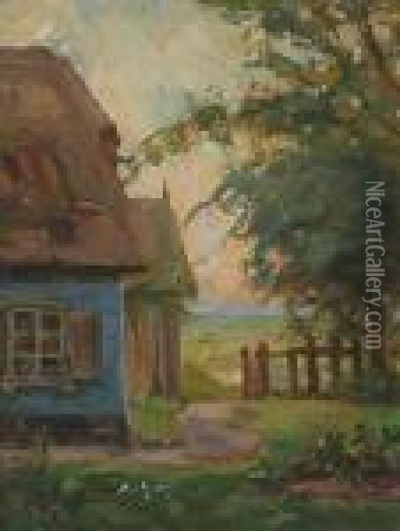 Garten Vor Dem
 Bauernhaus. Oil Painting - Hans von Hayek