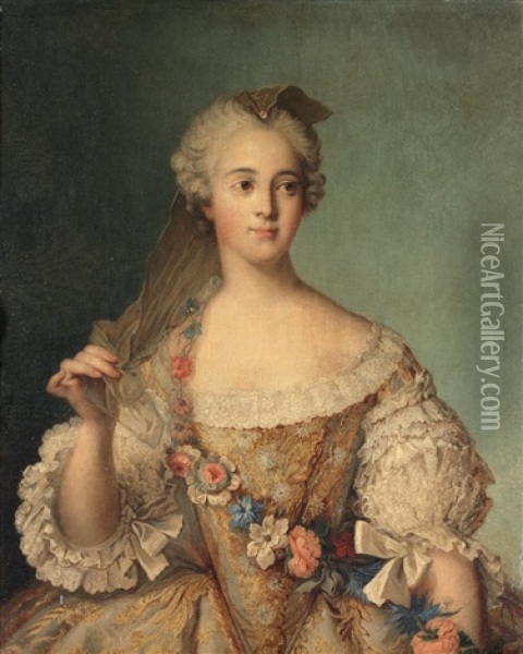 Portrait De Madame Sophie A Fontevrault Oil Painting - Jean Marc Nattier