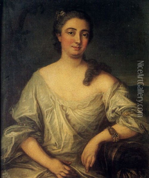 Portrait De Jeune Femme En Souce Oil Painting - Jean Marc Nattier