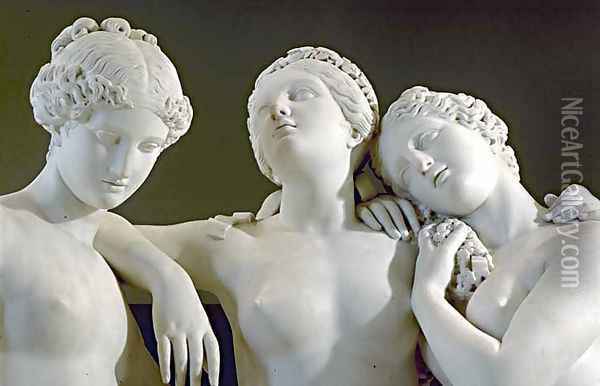 Les Trois Graces [detail #1] (The Three Graces) Oil Painting - James Pradier