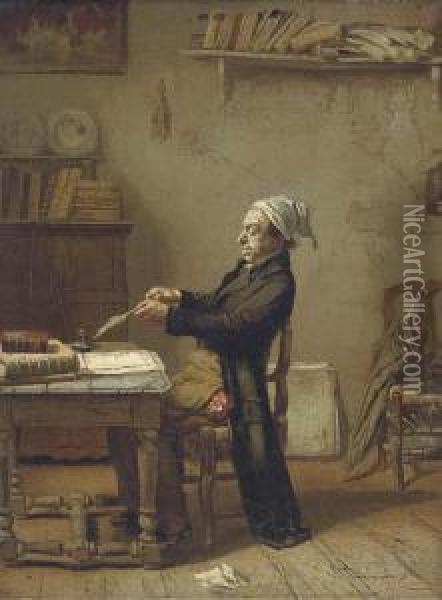 A Scholar At Work Oil Painting - Frans Meerts
