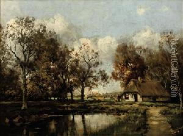 A Dutch Farmhouse Oil Painting - Tinus De Jong