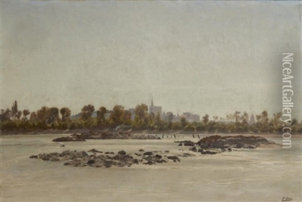 Le Rhone A Avignon Oil Painting - Paul (Jean Marie) Sain