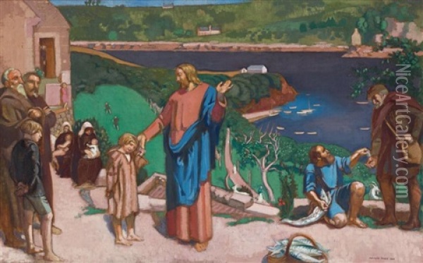 Le Christ Aux Enfants Et La Drachme Du Tribut, Au Yaudet Oil Painting - Maurice Denis