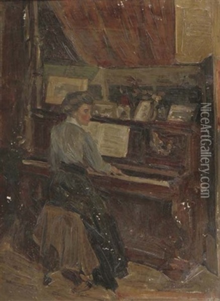 The Pianist Oil Painting - Jan Rinke