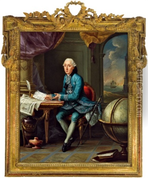 Bildnis Des Joseph Henri De Piulenc Oil Painting - Andreas Peter Victor Van Muynck