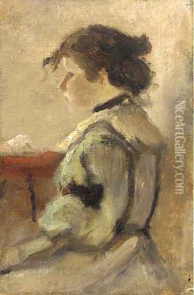 Portrait of a lady Oil Painting - David W. Haddon