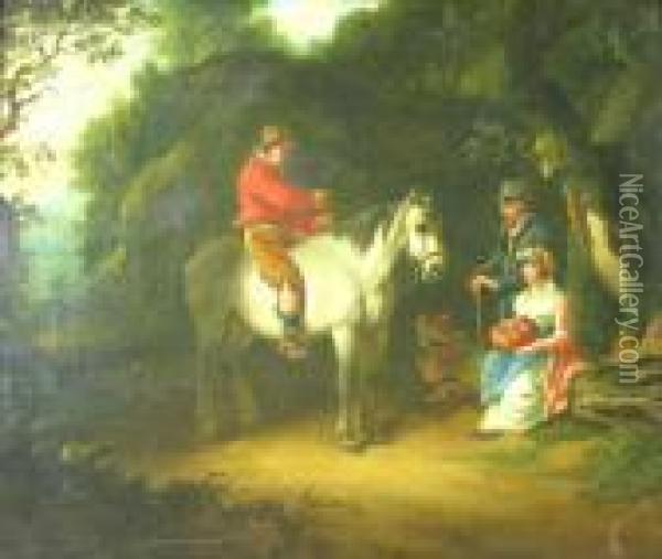Meeting By The Road Oil Painting - George Morland