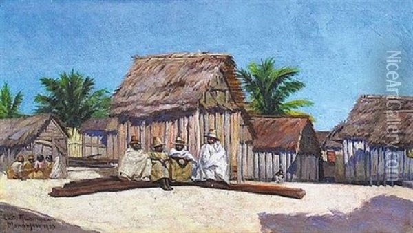 Le Village De Mananjary Oil Painting - Louis Maisonneuve