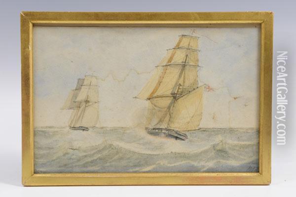 The Royal Navy Anti-slavery Patrol Ship Albatross Oil Painting - Lieutenant Francis Meynell