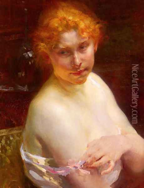 Portrait D'une Jeune Femme (Portrait of a Young Woman) Oil Painting - Paul Albert Besnard