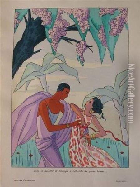 Priscilla D'alexandrie. Soixante-dix-huit Illustrationsen Couleurs Par Edith Follet Oil Painting - Maurice Favre