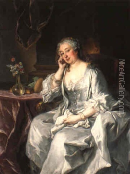 Portrait Of A Lady Oil Painting - Louis Michel van Loo