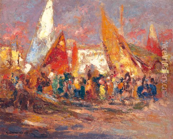 Retour Despecheurs A Tanger Oil Painting - Charles Henri Gaston Dagnac-Riviere