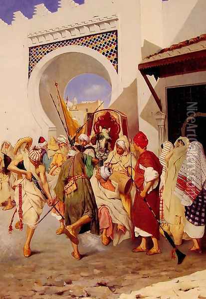 The Moroccan Wedding Dance Oil Painting - Eugene Tommasi