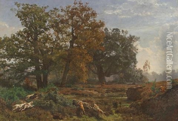 Stag Hunt Oil Painting - Auguste (Francois Auguste) Bonheur