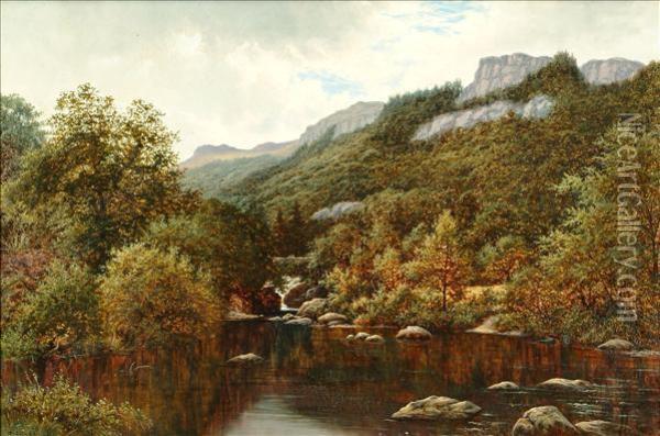 On The Llugwy,north Wales Oil Painting - Thomas Spinks