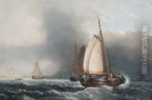 French Fleet Off Folkestone Oil Painting - John Jock Wilson