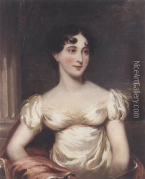 Portrait Of Catherine Elizabeth Burnside Of Gedling, Nottinghamshire Oil Painting - Thomas Barber