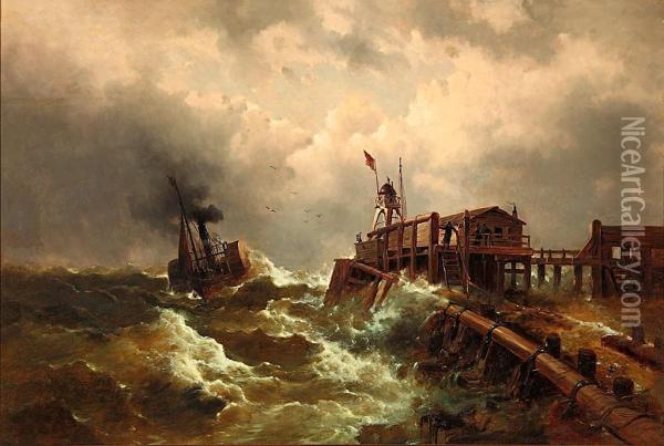 Tormenta En El Mar Oil Painting - Enrico Baltazzi