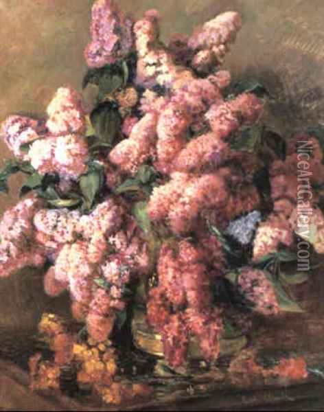 Still Life With Lilacs In A Bowl Oil Painting - Eugene Claude