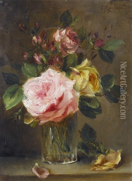 Stillleben Mit Rosen In Einem Becherglas Oil Painting - Camille Renard