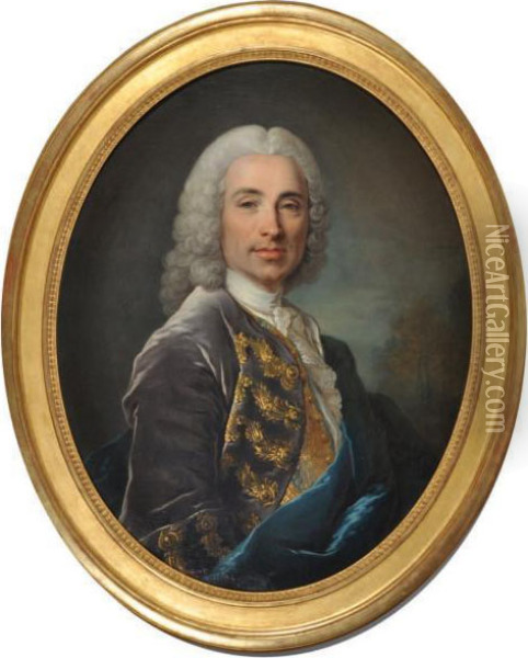 Portrait Du Marquis De Lucker Oil Painting - Louis Tocque