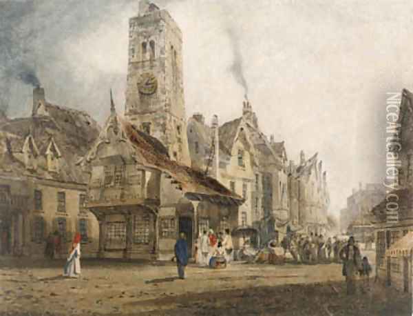 View of a market square Oil Painting - Thomas Shotter Boys