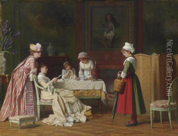 A Letter Of Recommendation Oil Painting - Charles Baugniet
