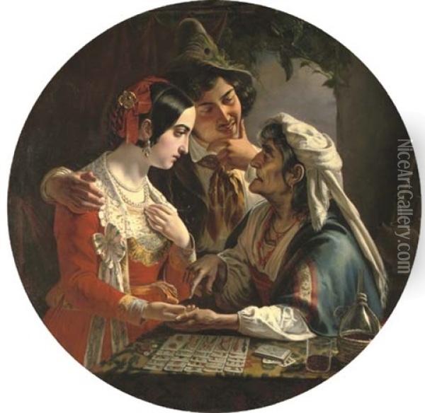 The Fortune Teller Oil Painting - Mikhail Ivanovich Skotti