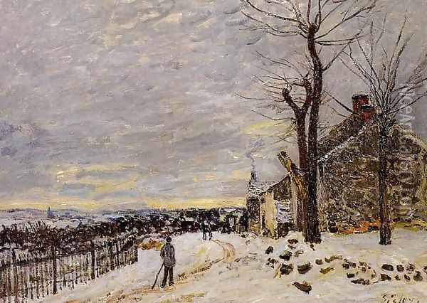 Snowy Weather At Veneux Nadon Oil Painting - Alfred Sisley