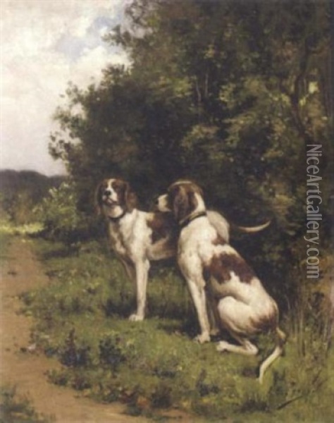 Two Hunting Dogs Oil Painting - Olivier de Penne