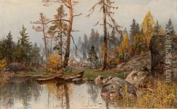 Autumn Mood Oil Painting - Magnus Hjalmar Munsterhjelm