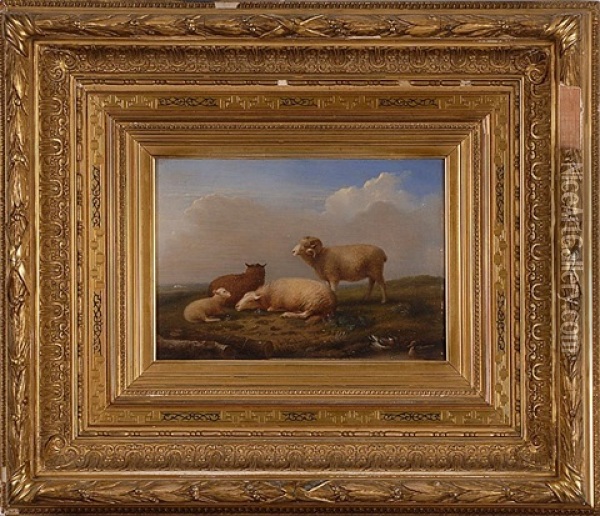 Four Mountain Sheep Oil Painting - Joseph Van Severdonck