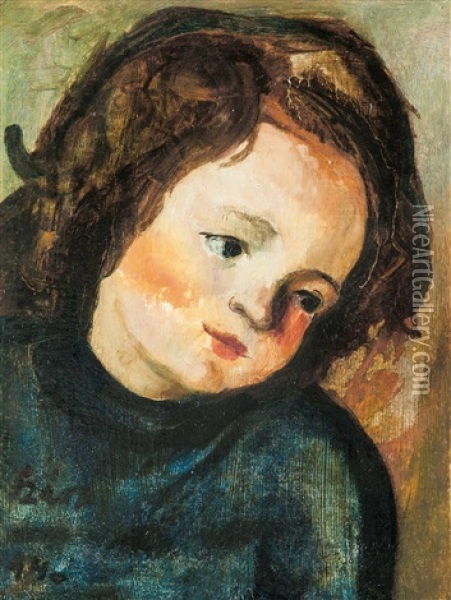 Portrait Of A Brunette Oil Painting - Gyoergy Szin