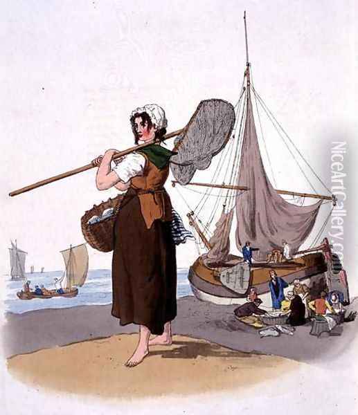 Female Shrimper, from Costume of Great Britain, published by William Miller, 1805 Oil Painting - William Henry Pyne