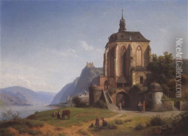 Die Werner Kapelle In Oberwesel Am Rhein Oil Painting - Therese Judeich